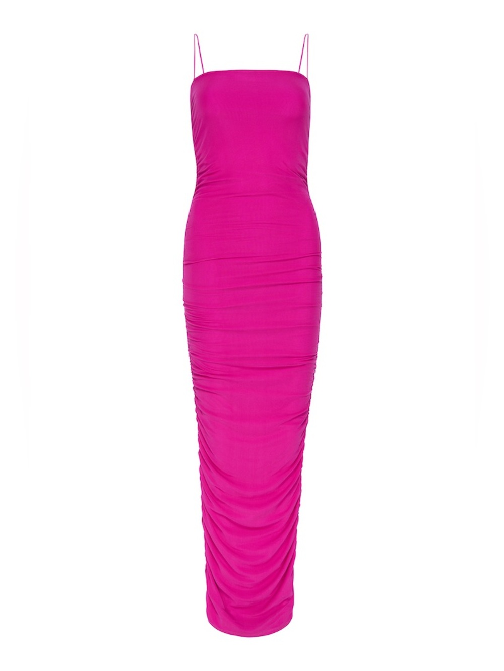 Good American Pop Off Pink Ruched Mesh Bodycon Midi Dress Size 4 (XL) - Picture 2 of 7